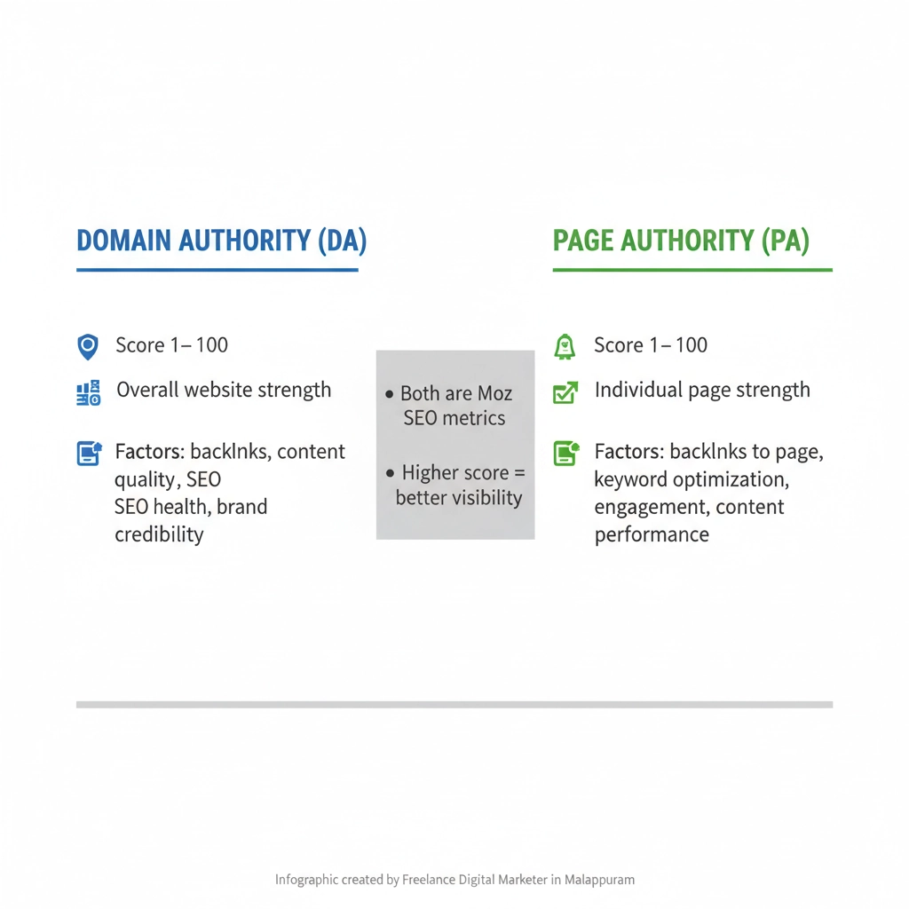 Domain Authority vs Page Authority explained by a Freelance Digital Marketer in Malappuram