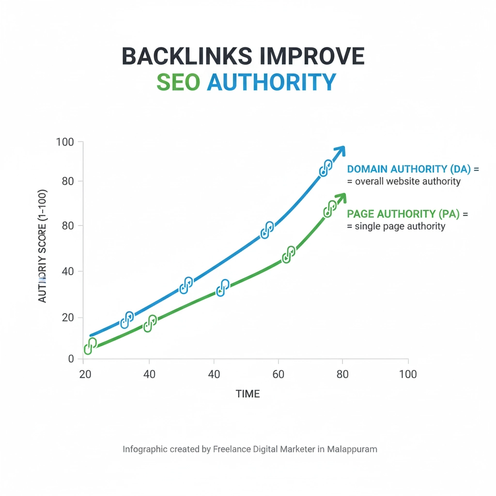 How backlinks improve DA and PA for websites